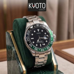 KY362 - RELOJ KYOTO INSPIRADO EN ROLEX , CALENDARIO , RESISTENTE AL AGUA NO SUMERGIBLE , MARCO VERDE NEGRO